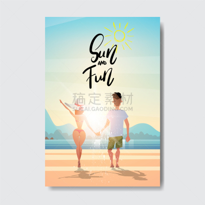 夏天,伴侣,看,人,手牵手,计划书,浮标,信函,模板,爱