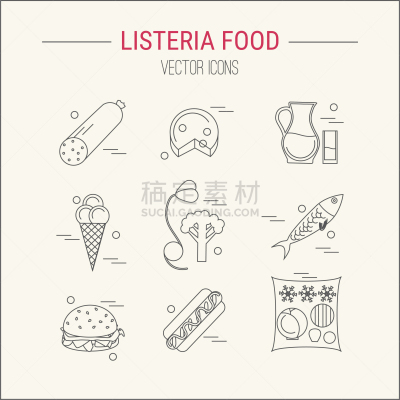 不卫生的,食品,李氏杆菌病,奶酪,蔬菜,热,肉,香肠,生食,生病