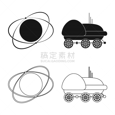 太空,符号,火星,分离着色,商务,太空船,汽车,布置,设计,收集