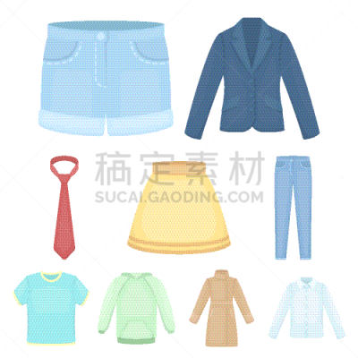 巨大的,时尚,计算机图标,卡通,服装店,分离着色,商务,衬衫,收集,布置