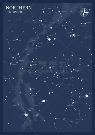 矢量,星座,北半球,星图,秘密,华丽的,球体,半球体,图表,巨蟹座