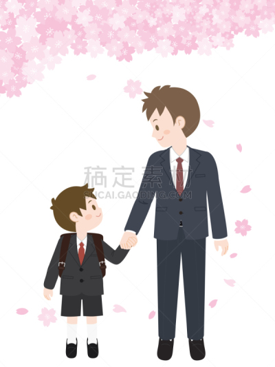 男孩,建筑物门,典礼,可爱的,事件,仅日本人,家庭,父亲,春天,面部表情