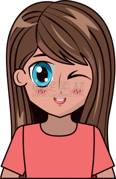 日本漫画风格,女孩,分离着色,可爱的,肖像,图像,可爱,自然美,性格,面部表情