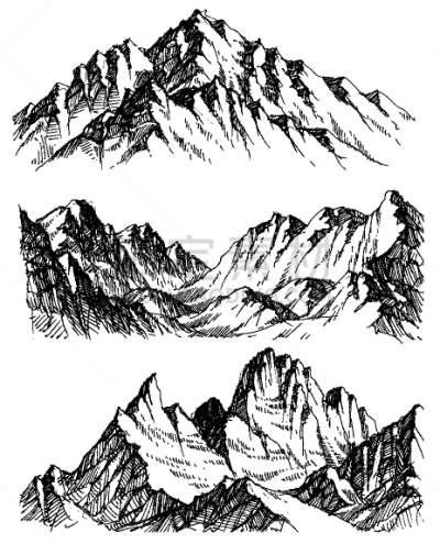 岩石,山,动物手,轮廓,自然,房屋,风景,图像,绘制,度假