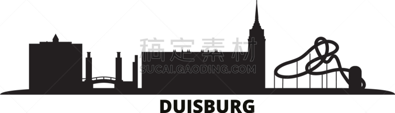 杜依斯堡,城市天际线,分离着色,德国,莱比锡城,伍珀塔尔,不来梅,现代,剪影