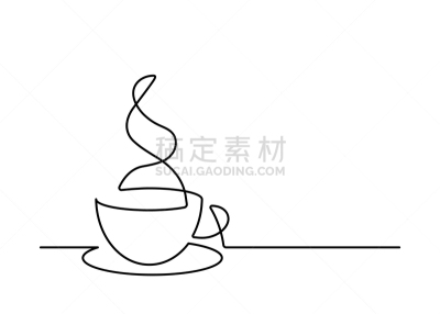 线条,矢量,创造力,热,咖啡,概念,杯,茶碟,直的,早餐