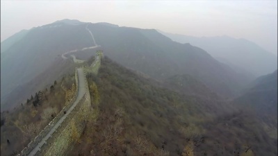 中国长城航空镜头。