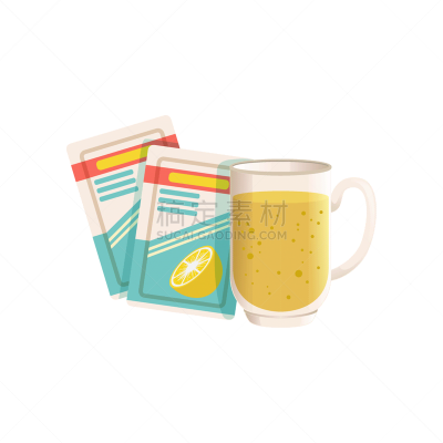 健康保健,小包,调味品,研磨食品,柠檬,白色,概念,溶解,生病,恢复
