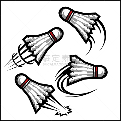 羽毛球拍,四个物体,分离着色,白色,红色,运动,概念,世界杯,布置