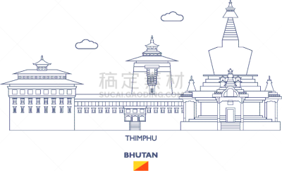 廷布,城市天际线,轮廓,房屋,直的,全景,图像,模板,矢量,剪影