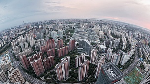 中国北京/北京市中心T/L菲舍耶景观(T/L Fisheye View of Downtown Beijing/Beijing，China)