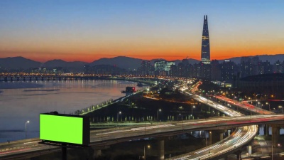 韩国首尔城市天际线的延时摄影
