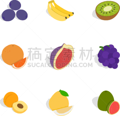 清新,水果,分离着色,自然,食品,维生素,香蕉,素食,蓝莓,收集