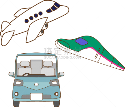 多样,可爱的,商务旅行,汽车,交通方式,飞机,绘画插图,卡通,日本,驾车