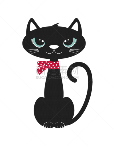 可爱的,贺卡,猫,黑色,背景分离,哺乳纲,动物,儿童,绘画插图,卡通