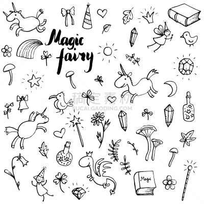 乱画,魔法,分离着色,可爱的,幻想,图像,公主,收集,想象,飞