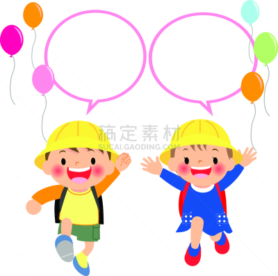 男孩,儿童,小学,图像,方形画幅,绘画插图,帽子,留白,小学生,女孩