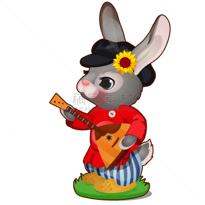巴拉莱卡琴,野兔,帽子,俄罗斯,可爱的,妓院,动物,童话故事,兔子,绘制