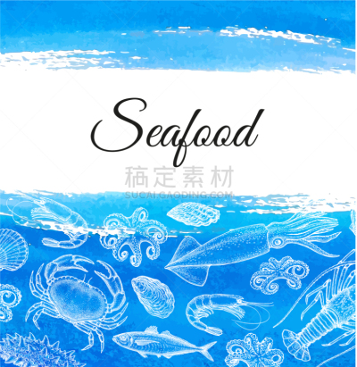 菜单,模板,海产,式样,清新,螯虾,食品,动物,餐馆,复古
