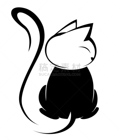 品牌名称,猫,白色背景,可爱的,哺乳纲,动物,装饰物,艺术品,尾巴,绘制