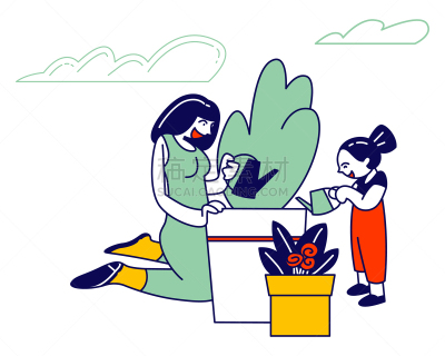 家庭,户外,绘画插图,园艺,业余爱好,矢量,动画片,园林,浇水,种植