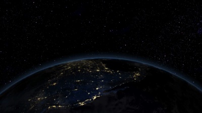 北美洲日出的卫星视图