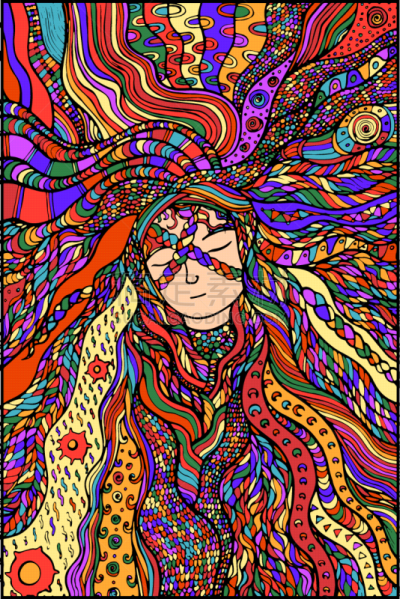 幻想,女孩,头发颜色,轮廓,书,华丽的,缠结的,肖像,图像,女人