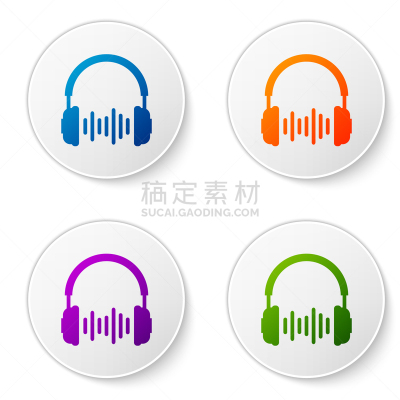 耳机,声波,彩色图片,图标,白色,分离着色,音乐,频率,概念,交流