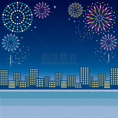 背景,绘画插图,焰火,建筑外部,城市生活,盂兰盆节,事件,城镇景观,传统节日,夏天