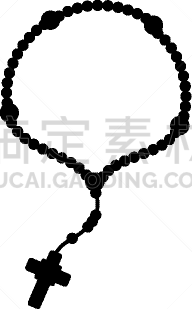 玫瑰经念珠,分离着色,白色,耶稣十字架,矢量,爱,剪影