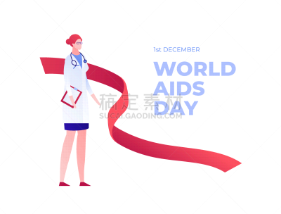 概念,矢量,健康保健,绘画插图,人,平坦的,艾滋病警示丝带,世界艾滋病日