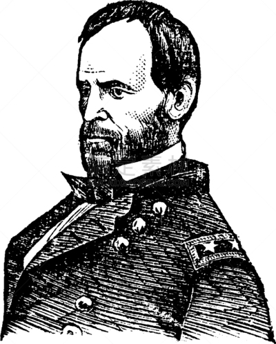 General Sherman,白色,男商人,矢量,雕刻图像,黑色,复古