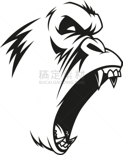 残酷的,大猩猩,动物头,分离着色,假笑,野生动物,敏捷,图像,灵长目,猿