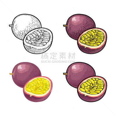 种子,百香果,完整,一半的,热情,清新,食品,熟的,成分,复古