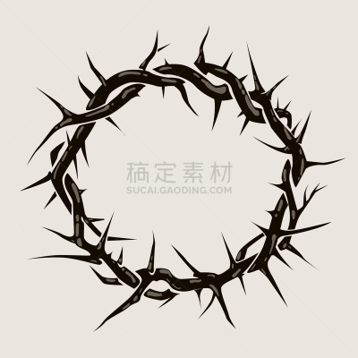 棘冠,复活节,背景分离,绘画插图,圆形,王冠,痛苦,受难记,荆棘