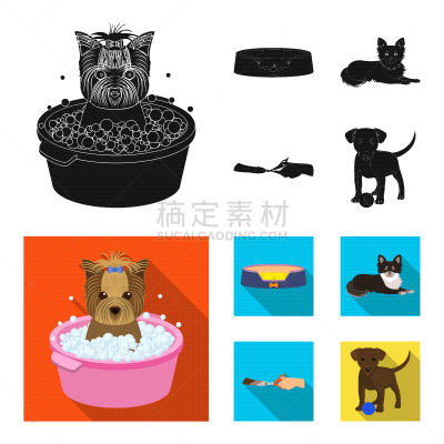 兽医,宠物,爪,黑色,垃圾,图像,矢量,分离着色,收集,教育