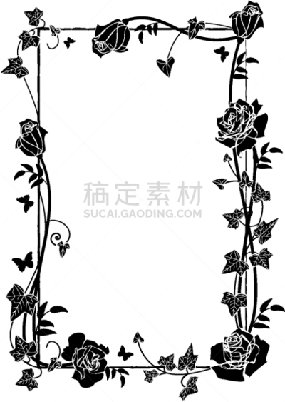 边框,蝴蝶,玫瑰,轮廓,白色,黑色,机织织物,华丽的,图像,生长