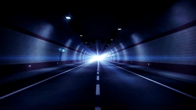公路隧道。蓝色版本。高清环路。