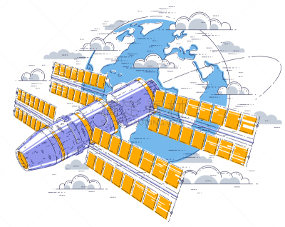 太空船,国际空间站,细的,地球形,绘画插图,卫星,矢量,太阳能电池板,人造的,座舱