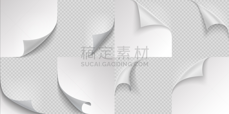 卷边裤,书页,纸,背景,折叠的,透明,矢量,卷着的,转