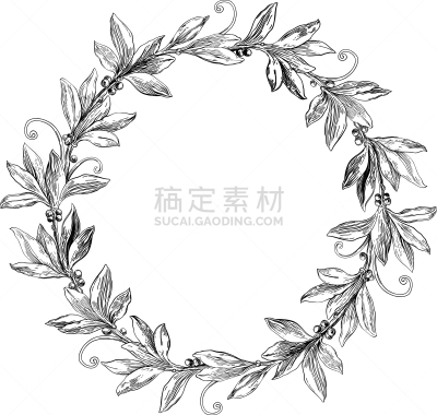 月桂花冠,华丽的,精工制品,高雅,有叶的,图像,枝,中世纪时代,叶子,复古