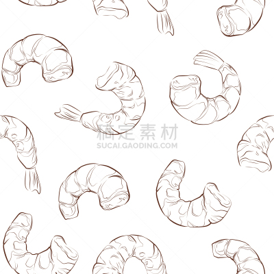 绘画插图,矢量,手,式样,虾,白色背景,菜单,清新,背景分离,食品