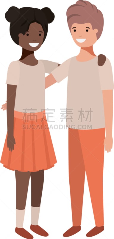 人种,伴侣,青少年,性格,友谊,可爱的,少年早期,女孩,相伴