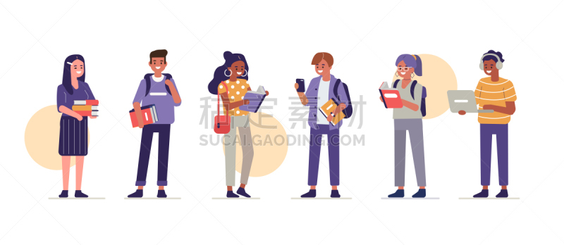 青少年,绘画插图,性格,卡通,未成年学生,男性,培训课,知识,青年人,智慧