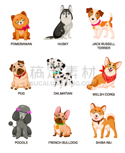 可爱的,大麦町,梗犬,狗,巴哥犬,贵宾犬,小狗,卡通,博美犬,性格