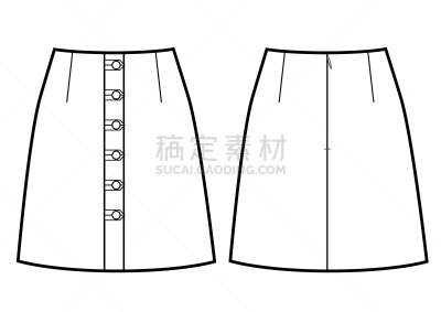 裙子,矢量,模板,分离着色,背面视角,白色背景,正面视角,衣服,轮廓,剪影