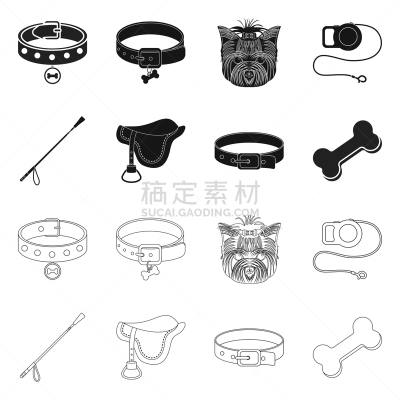 宠物,个人随身用品,图标集,狗,动物,草图,腰带,分离着色,设计,收集