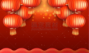 传统,贺卡,春节,纸灯笼,新年前夕,节日,绘画插图,幸福,红色,设计