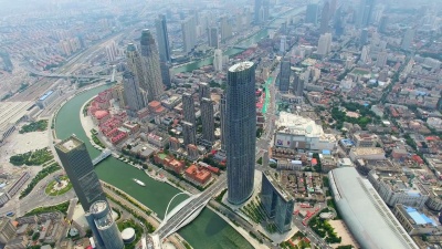 中国天津现代建筑与城市景观航拍