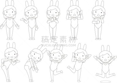 可爱的,兔女郎,轮廓,注视镜头,惊骇,一个人,引座员,女人,面部表情,儿童